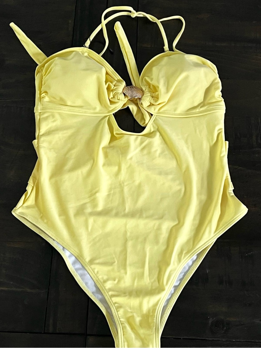 Yellow Shell-Accent One-Piece Swimsuit